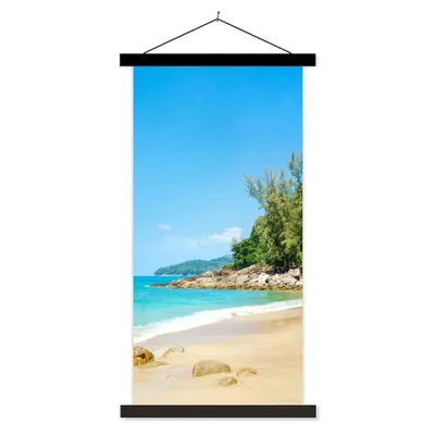 Produktbild von MuchoWow® Textilposter Strand - Meer - Pflanzen - Tropisch 60x120 cm mit schwarzem Rahmen - Magnete