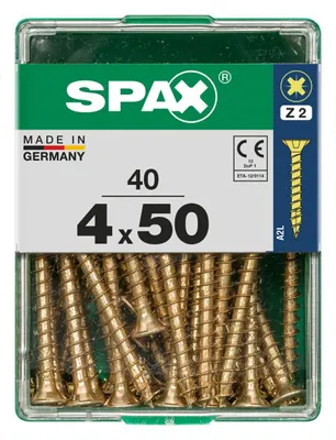 Produktbild von SPAX 4081020400502, Schraube, Stahl, Zink, Holz, Flachkopf, Pozidriv, Gelb