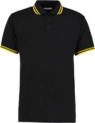 Produktbild von Kustom Kit KK409 | Tipped Collar Herren Polo Shirt /  Halbmondpasse - Farbe: Black/Yellow - Größe: XL