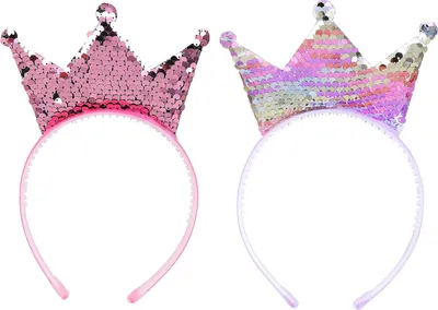 Produktbild von Pailletten Krone Haarband 2 Stück - Pfirsich + (Für Frauen)
