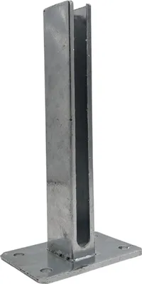 Produktbild von Fußplatte für Zaunpfosten (60x40mm) in gerader 4-Loch Ausführung feuerverzinkt