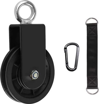 Produktbild von LFJ Umlenkrolle Stahlseil Schaukelgurt Karabinerhaken Flaschenzug DIY 90mm Seilrolle U Haltebügel