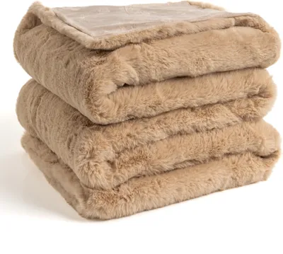 Produktbild von Deko Wohnzimmer Decke Kuscheldecke Tagesdecke Sofadecke Waschbar Flauschig Weich 200x240cm Beige