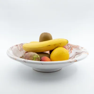 Image de Plat de service Marbré Marron et Orange D 33 cm