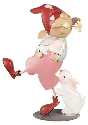 Zdjęcie produktu dla Clayre & Eef figurka dekoracyjna krasnal 55 cm różowy metal