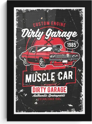 Produktbild von MuchoWow® MuchoWow® Gerahmtes Poster Mancave - Auto - Rot - Vintage 20x30 cm - Poster mit zchwarzem Bilderrahmen - Drucken - Bilder Poster im Rahmen