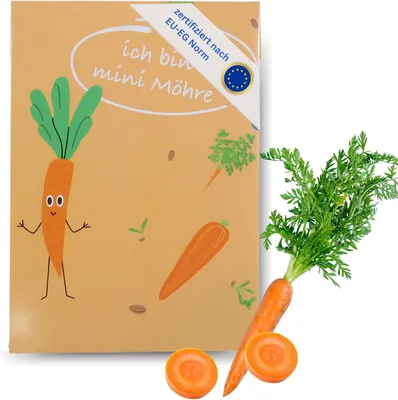 Produktbild von Möhren Samen  GERMANY | Speziell für Kinder in schönem Design | kinderfreundliche Anleitung auf Rückseite
