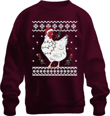 Produktbild von Huhn Weihnachtsmütze Hühnerfreunde - Ugly Christmas Sweater Weihnachten Uni Pullover, Burgundy, S