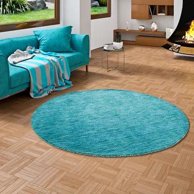 Produktbild von Natur Teppich Indo Gabbeh Ella Türkis Rund, Größe:200 cm Rund