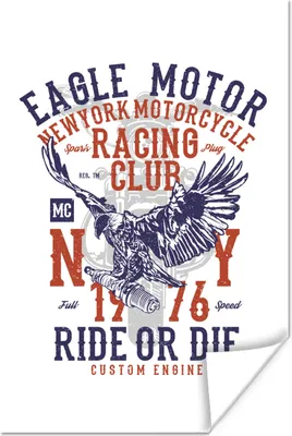 Produktbild von MuchoWow® Poster Mancave - Motor - Vogel - Vintage 40x60 cm - Plakate für die Wand - Poster Babyzimmer