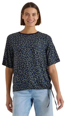 Obrázek produktu pro Cecil, krátké blůzkové tričko s leopardím vzorem, barva: olivově zelená, velikost: XL
