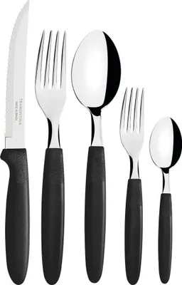 Image de Ménage Couverts Noirs 30 Pièces Design Moderne, Durabilité - Tramontina