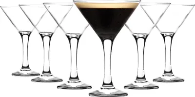 Produktbild von 6x Klar 175ml Misket Espresso Martini-Gläser - Jahrgang Art Deco Champagner Gin Cocktail Trinken Coupe Untertasse Glas Party Set - von LAV