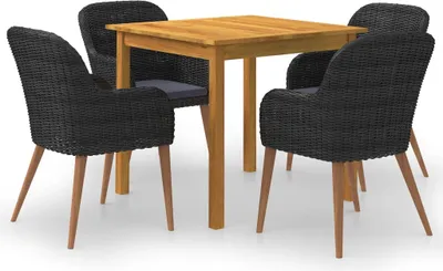 Produktbild von Möbel 5-tlg. Garten-Essgruppe Schwarz - Gartenmöbelgarnituren 3067732