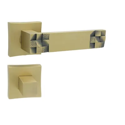 Produktbild von DOMINO Türgriff Drückergarnitur WC - Badezimmer Set | Vierkant-Rosette | Türbeschlag für Badezimmertüren| Znal | Bronze Matt Farbe | TORO-QR M3 MATT |