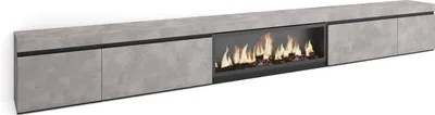Produktbild von TV-Schrank, Lowboard, 368x35x45cm, Elektrokamin XXL, Zementgrau