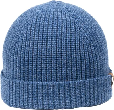 Giesswein kurze Strickmütze Grimming mit Umschlag in blau