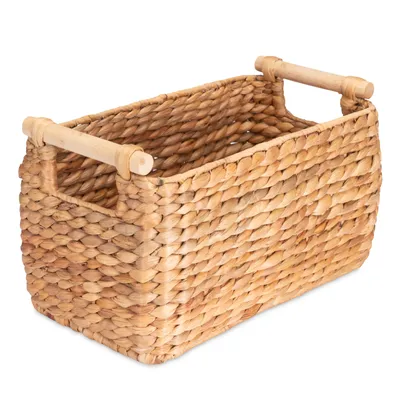 Produktbild von Decorasian Regalkorb, geflochten aus Wasserhyazinthe / Seegras - lang, schmal, Größe M - nachhaltige Aufbewahrung, Schrankkorb, Spielzeugkorb, Dekokorb