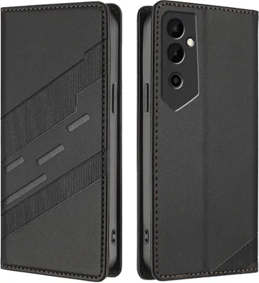 Produktbild von Hülle für Tecno Pova Neo 2, Kunstleder Brieftaschen Handyhülle mit Kartenfach und Standfunktion Schwarz