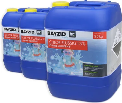 Produktbild von 3x25 kg BAYZID® Flüssigchlor 13% zur effektiven Pool Desinfektion
