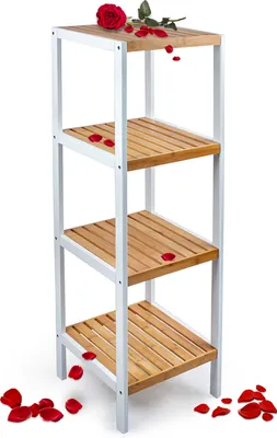 Produktbild von Küchenregal Badregal Bücherregal 4 Ablagen Blumenregal weiß