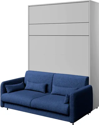 Produktbild von Furniture24 Schrankbett mit sofa Bed Concept 140x200 cm Lenart Bett im Schrank Klapbett Grau/Marineblau