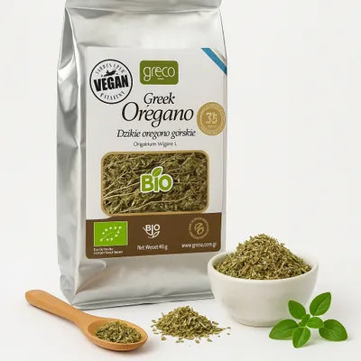 Produktbild von Greco Berg-Oregano Origanum Vulgare 40g Ökologisch Getrocknete Blätter und Blüten