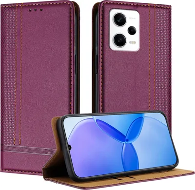 Produktbild von Handyhülle für Xiaomi Redmi Note 12 Pro+ 5G Leder Flip Klappbare Schutzhülle mit Standfunktion Lila