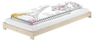 Produktbild von Niederflurbett Einzelbett 90x200 Fichte/Tanne massiv unbehandelt mit wählbarem Zubehör V-60.85N-09ohne Zubehör