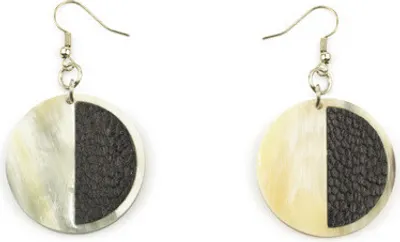 Produktbild von Fine Asianliving Oorbellen Buffelhoorn en Buffelleer Handmade Vietnam