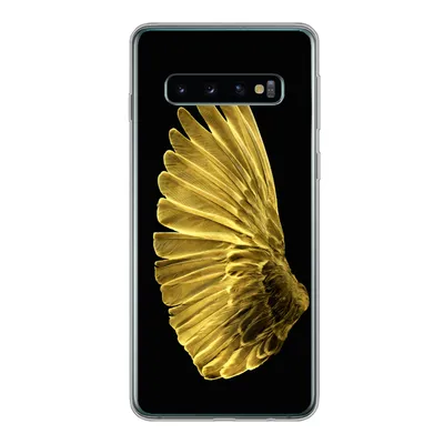 Produktbild von MuchoWow® Handyhülle Schutzhülle Hülle für Samsung Galaxy S10 Goldene Flügel auf schwarzem Hintergrund Silikon Softcase Handy Hülle - Handytasche