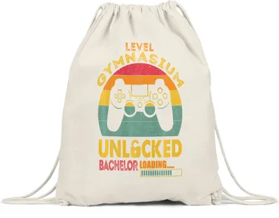 Produktbild von Level Gymnasium Unlocked Bachelor Loading Turnbeutel Gymsack  Universität Konsole Controller Lernen Schule Bildung Abschluss