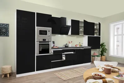 Produktbild von Küche Küchenzeile Küchenblock grifflos Weiß Schwarz Lorena 445 cm Respekta