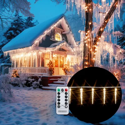 Immagine prodotto di Catena luminosa da 5 metri - 80 LED - Grado di protezione IP44 (resistente all'acqua) - Telecomando - Luce bianco caldo - Ideale per Natale - Adatta per interni ed esterni