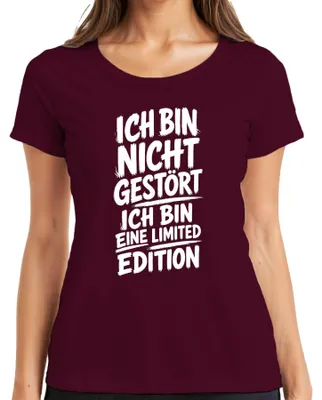 Productafbeelding van Ik ben niet gestoord, ik ben een "Limited Statement Sarkasmus Ego" dames T-shirt, bordeauxrood, maat 3XL