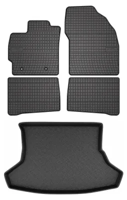 Image de Tapis en caoutchouc + bac de coffre pour Toyota Prius III 2009-2011 (coffre standard) – 5 pièces, noirs, sur mesure