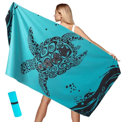Imagen del producto de Toalla de playa XXL, de microfibra, 100 x 200 cm, repelente al agua, de secado rápido, ideal para la playa y la sauna