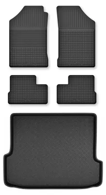 Productafbeelding van Rubberen automatten + kofferbakmat voor Opel Astra F 1991-2002 (stationwagen) – 5-delig, zwart, op maat – Wielganizator Semi-Universal