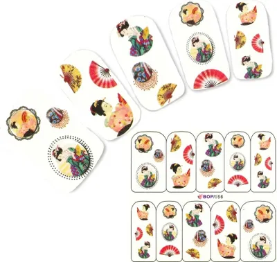 Produktbild von Tattoo Nail Geisha Fächer Aufkleber Nagel Sticker