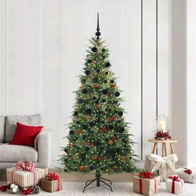 Image de Arbre de Noël artificiel pliable, vert, 210 cm, en PE et PVC