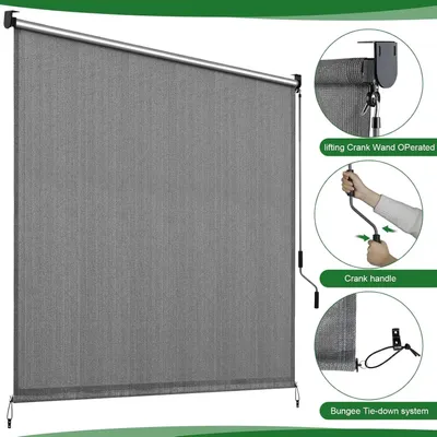 Produktbild von Senkrechtmarkise Terrasse - Außenrollo ohne Schnur - Sicht- und Sonnenschutz - Wasserdichtes HDPE - 180x240 cm - Dunkelgrau