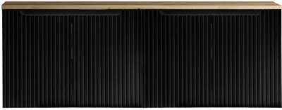 Zdjęcie produktu dla Szafka podumywalkowa z blatem 'Skelbolu' z 4 drzwiczkami 160 x 60 x 40 cm ryflowana czarna / dębowa