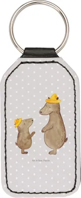 Produktbild von Mr. & Mrs. Panda Schlüsselanhänger Bären mit Hut - Grau Pastell - Geschenk, Bär, Vatertag, Mama, Family, anhänger für schlüssel, Taschenanhänger, Spruch, Kinder