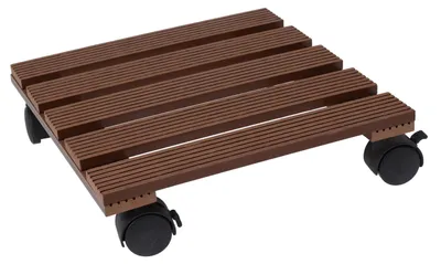 Produktbild von ProGarden mobiler Blumentopfständer, Holz/Kunststoff, 29x29 cm, braun/schwarz
