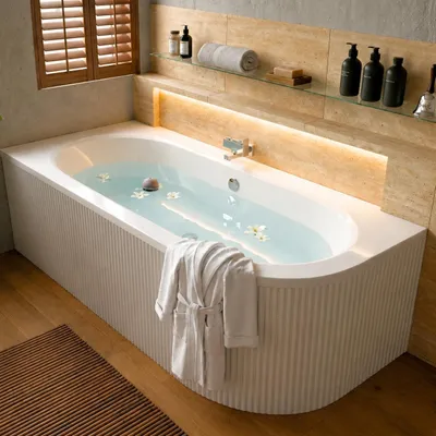 Produktbild von Aqua For You | Badewanne - BESCO AVITA - Eckbadewanne - 160x75 cm - LINKS - Weiß - mit Schürze, Füßen, Ablaufgarnitur, Rechteck Badewanne