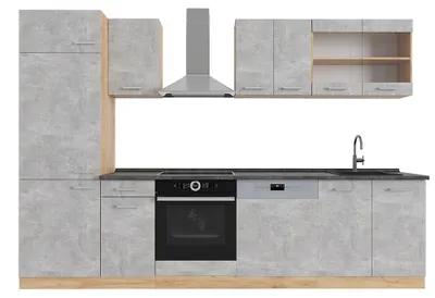 Image de Cuisine Vicco R-Line Béton/force d'or Chêne 300cm , PT Anthracite, Model 53401