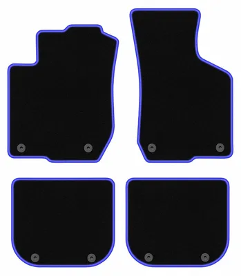 Produktbild von Fußmatten Automatten Velours Schwarz/Blau für Audi A3 8L 1996-2001 Set 4-tlg