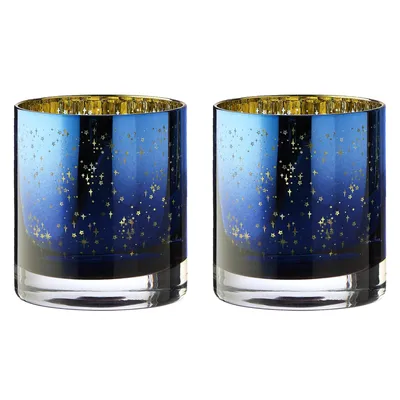 Productafbeelding van Artland Theelichthouder, set van 2, Galaxy-serie, met de hand geblazen