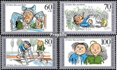 Produktbild von Briefmarken BRD (BR.Deutschland) 1990 Mi 1455-1458 (kompl.Ausgabe) postfrisch Jugend: 125 Jahre Max und Moritz