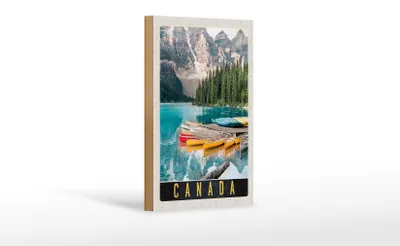 Produktbild von Holzschild Reise 12x18 cm Kanada Europa Meer Gebirge Boot Urlaub